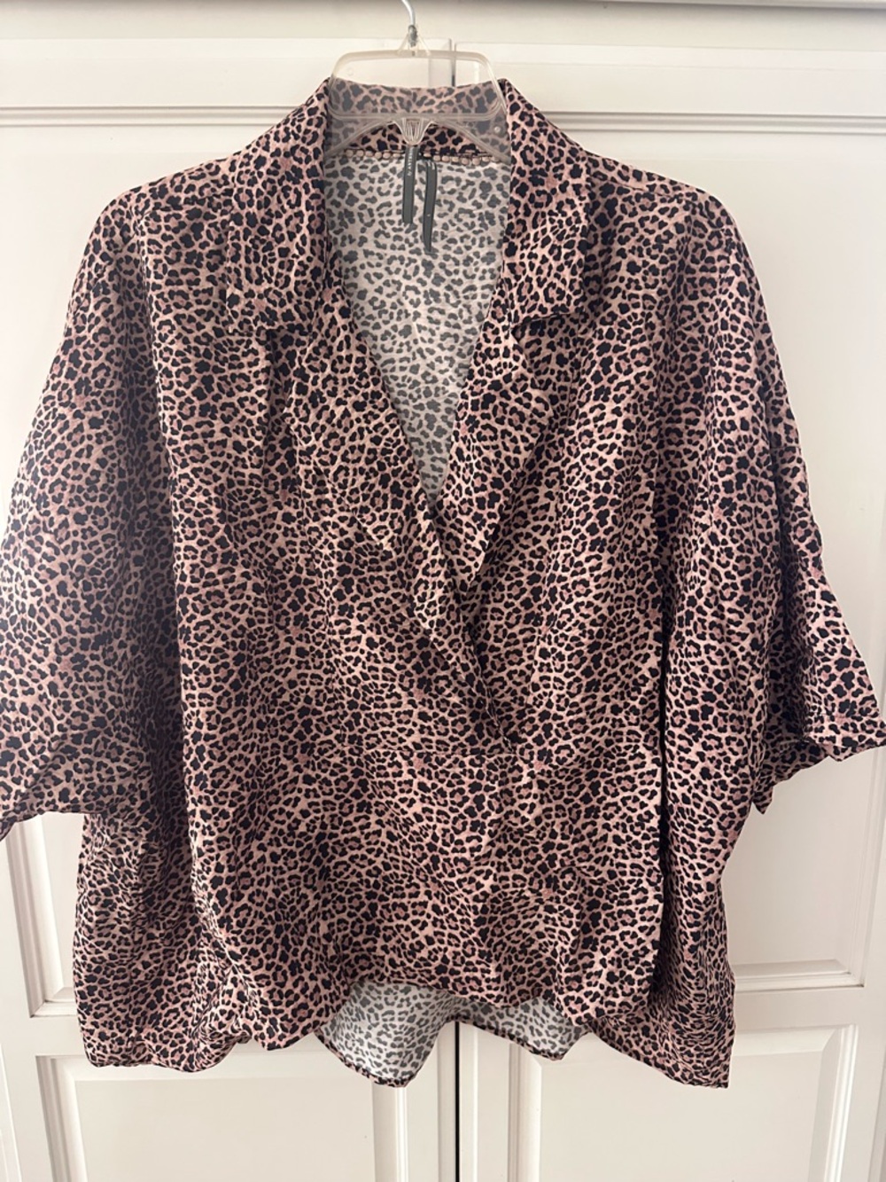Anthropologie Leopard Wrap-Style Blouse